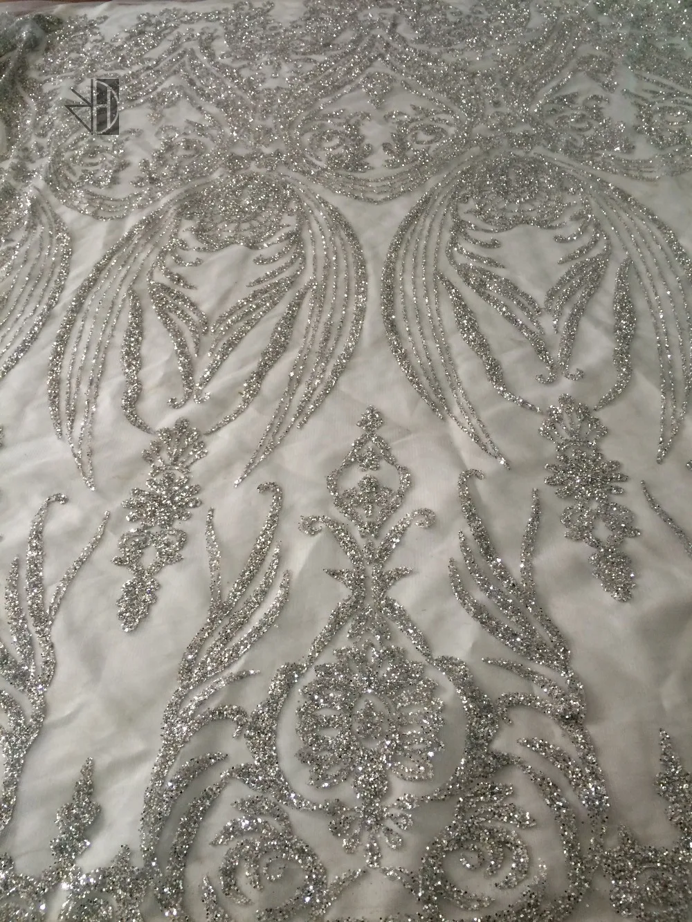 

Высококачественное серебряное французское кружево с вышивкой, искусственное кружево для блестящего платья