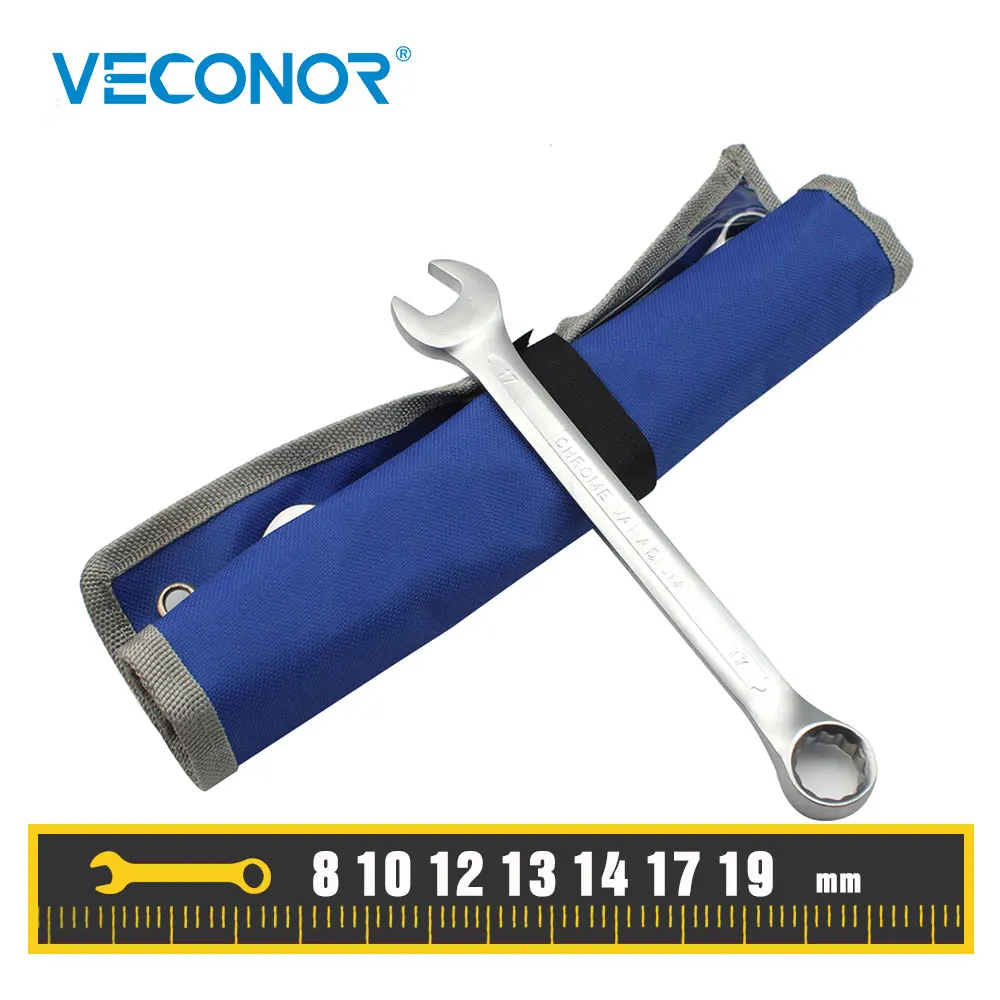 

New Combination Wrench Set 7 Pieces, Open And Box End, Combo Wrench Set, Metric Mm 8, 10, 12, 13, 14, 17, 19, Chrome Vanadium