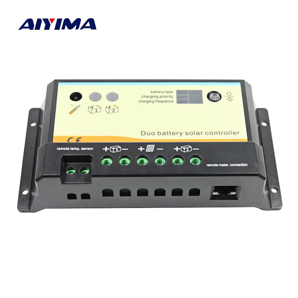 

AIYIMA PWM 12V 24V 30A Solar Charge Controller with Dual 5V USB Heat Sink LCD Solar Controller Real-time energy for Home Use