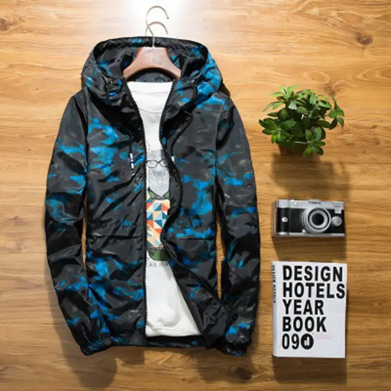 

zozowang Jacket new Spring Autumn Mens Casual floral Camouflage Hoodie Jacket Men Waterproof Clothes Mens WindbrPlus Size XS-4XL