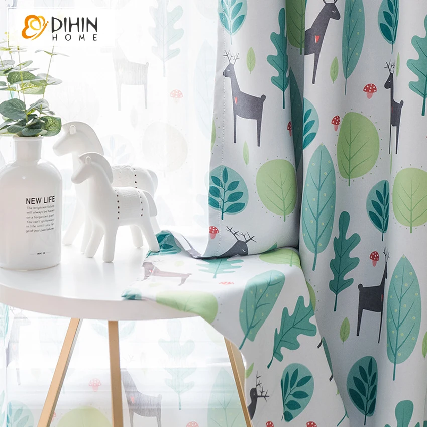 

DIHIN HOME Printed Cartoon Blackout Curtains Customized Window Curtain Drapes
