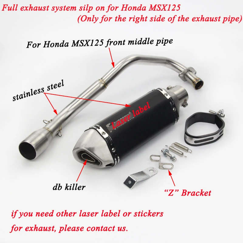 

2011 2012 2013 2014 2015 2016 Motorcycle Full Exhaust Muffler Pipe System With Front link Tubes Silp on For Honda MSX125