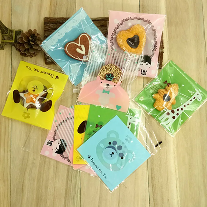 20 Pcs 10x10cm Candy Cookies font b Bags b font with adhesive OPP Plastic gift font