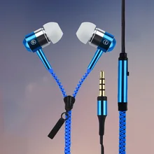 New Metal Zipper Earphones 3 5mm in ear earphone with mic for IPHONE 4s 5 5s