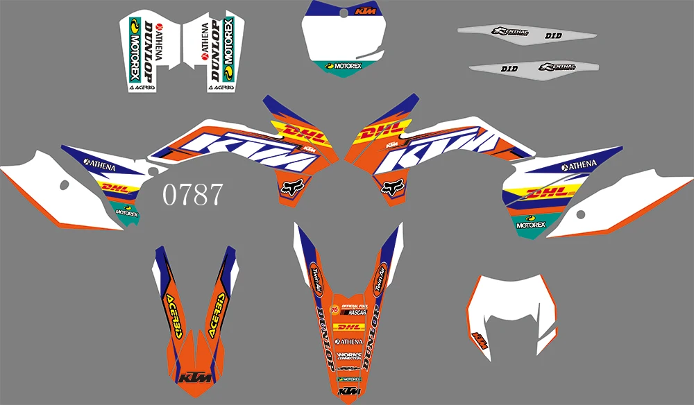 

0787 Motorcycle Team Graphic & Backgrounds Decal Stiker Kits for KTM EXC XCW XCF-W 2014 2015 2016