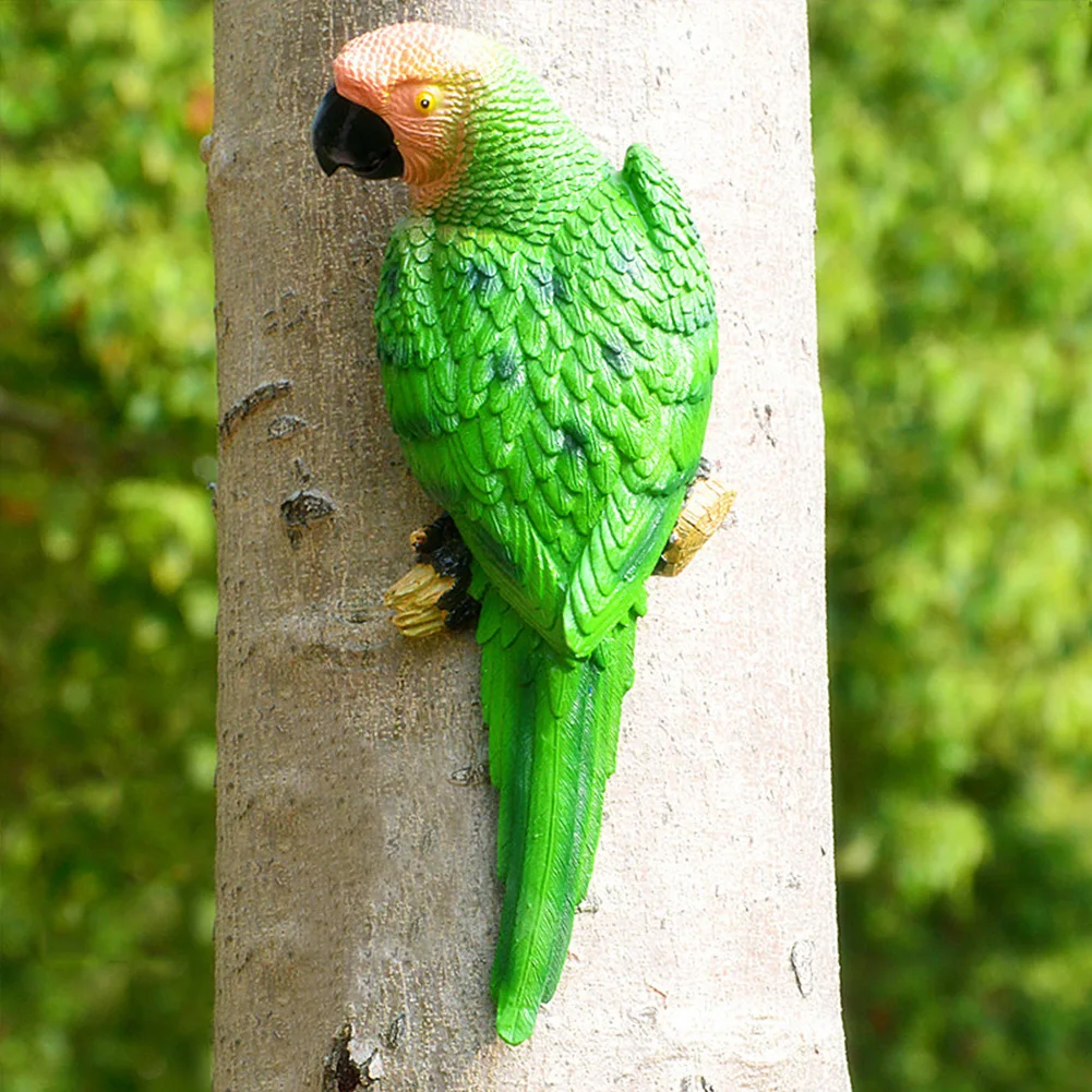 

Figurine Toy Resin Artificial Model Lifelike Sculpture Ornament Half Side Garden Decor Simulation Parrot