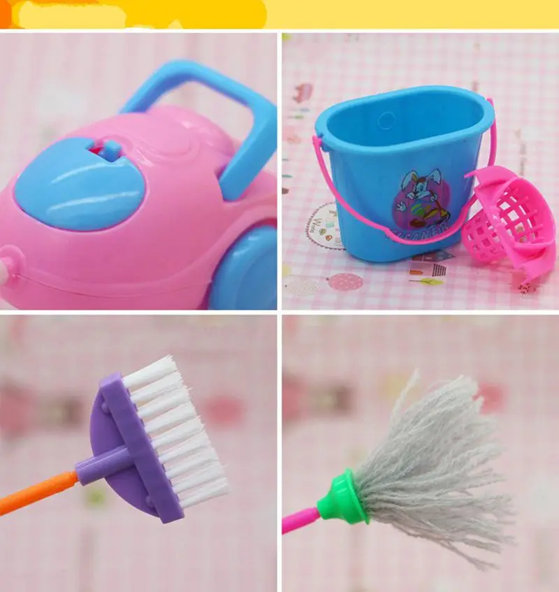 

1SET 9pcs Mini Doll Accessories Household Cleaning Tools for Doll Accessories For Dollhouse Kids Educational Toy