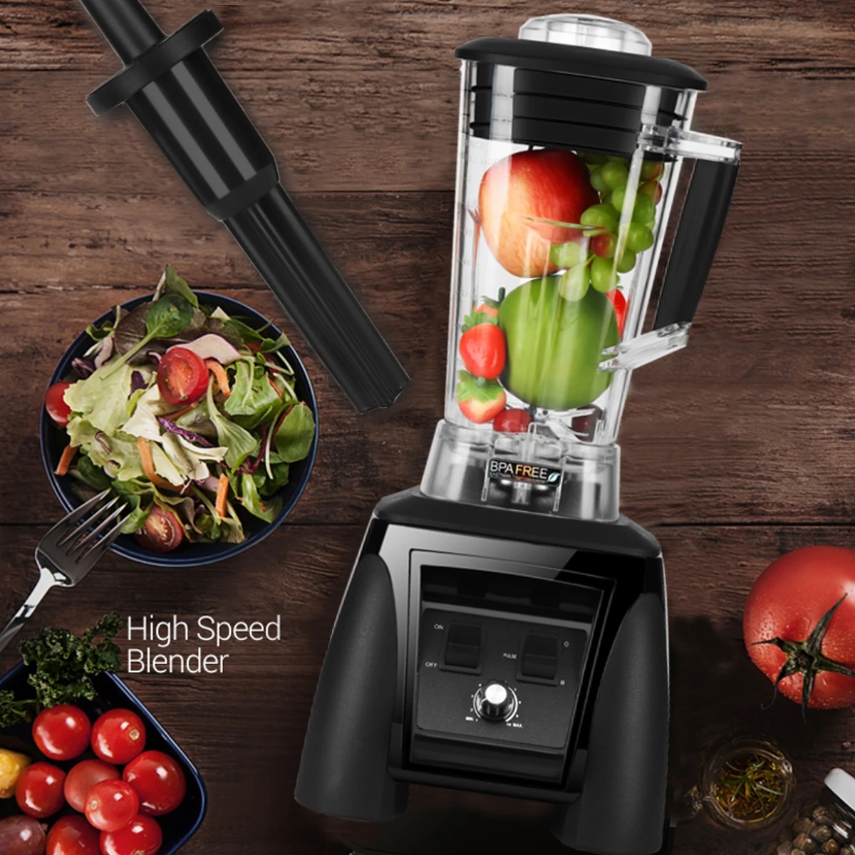 

EU/US Plug 2200W 6 Blades 2L 10 Adjustable Speed Commercial Blenders + Blenders Tamper Safty BPA FREE Unbreakable FDA Toughness