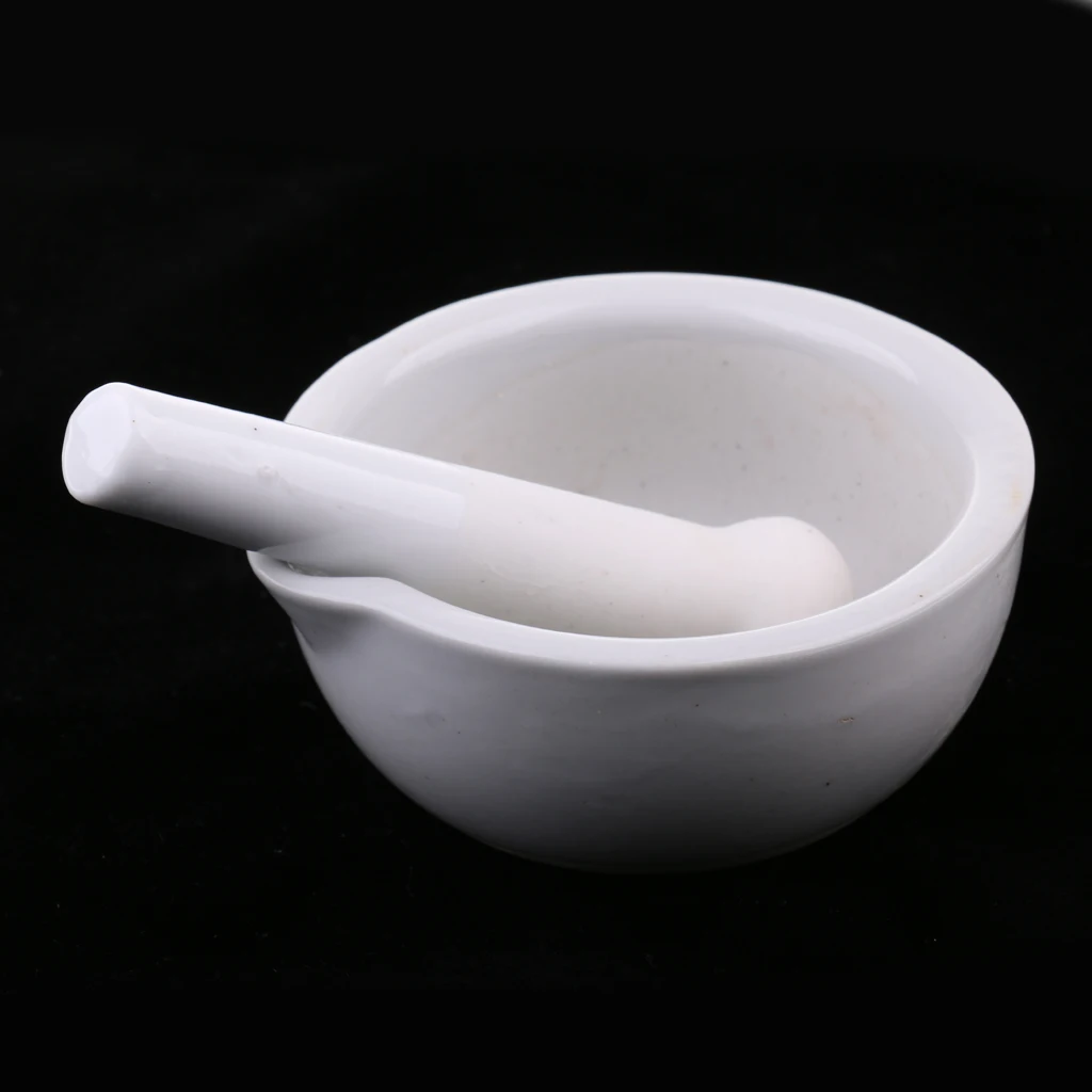 Porcelain Mortar & Pestle Mixing Grinding Bowl Set for Laboratory Medicine School Supplies Kitchenware DIY Toy 90mm