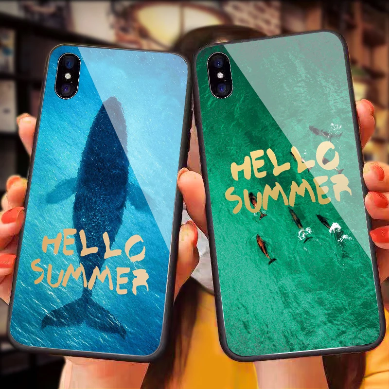 3D Luxury Sky Ocean Tempered Glass Case for iPhone 5 5S SE 6 6S 7 8 Plus X XR XS MAX case Painted pattern 6D Cover Coque |