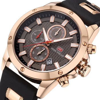

Outdoor Sport Watches Men Fashion Top Brand Luxury Chronograph Wrist Watch Quartz Brown Silicone Strap Men Wristwatch Clock
