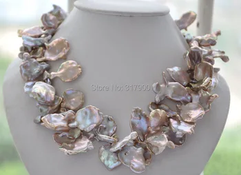 

Huge 26mm lamina LAVENDER BAROQUE KESHI REBORN PEARL NECKLACE 17inch