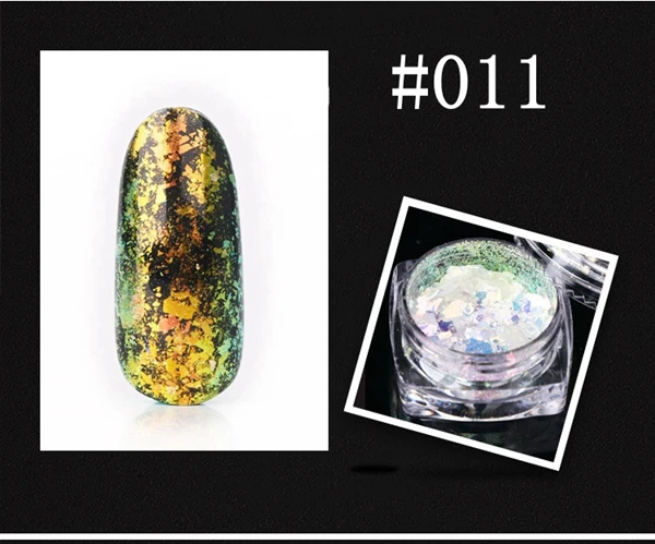 0,2 г прозрачный Хамелеон пигмент хлопья гвоздь Блестки для ногтей Блеск пыль галактика блеск 12 вариантов цвета - Цвет: 11