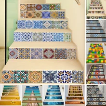 Funlife 3D лестницы стикеры Средиземноморский стиль пляж лунный свет ночная сцена лес Цветочный горшок домашний декор 18x100cmx6pcs