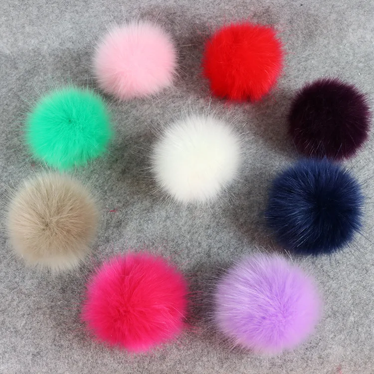 

8CM Faux rabbit Fur Pompoms luxurious fur balls Fur Pom Pom for Bag Hats Cap Scarf Gloves Attached the Hasp
