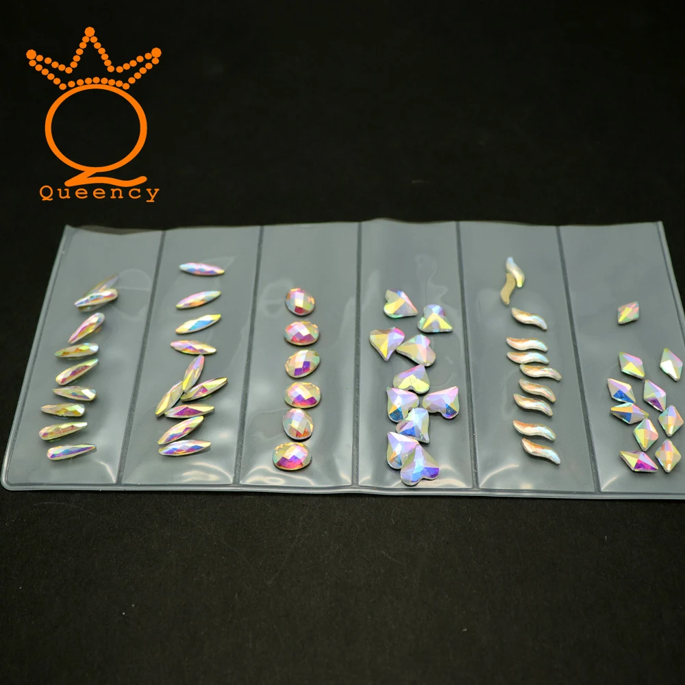 

Different Shape Nail Art Rhinestones 60Pcs/Pack Flatback Glass Glitter Crystal AB Color Non Hotfix Rhinestones Nail Accessories