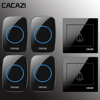 

CACAZI Wireless Waterproof Doorbell 300M Remote LED Button 36 Chime 2 Transmitter 4 Receiver Transmitter Door Bell Home Calling