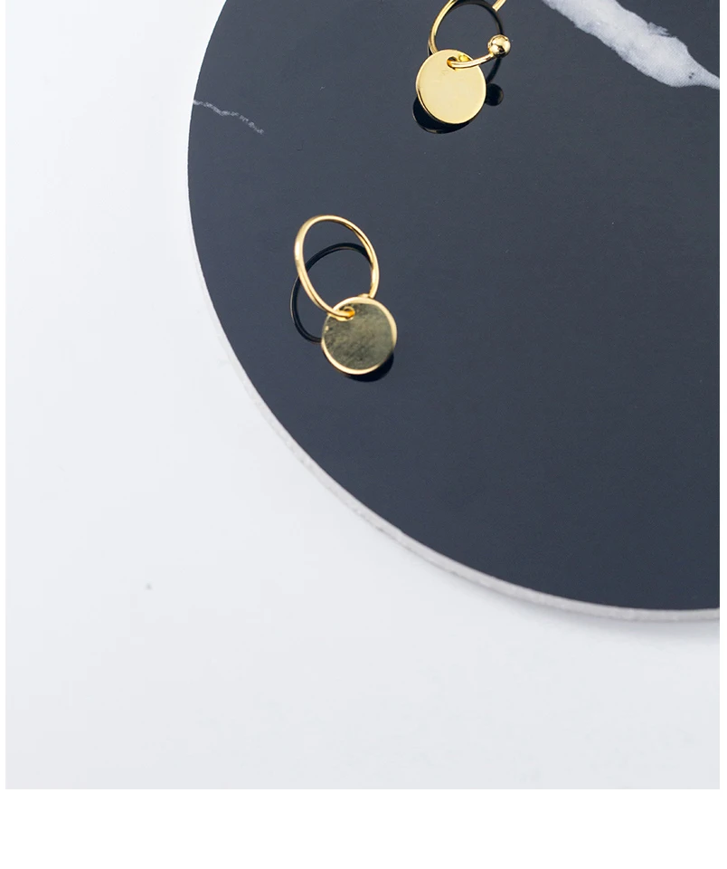 Exquisited 925 Sterling Silver Gold Color Small Hoop Earrings for Women Oval Coin Disc Minimalist Ear Piercing Huggie Earrings (3)
