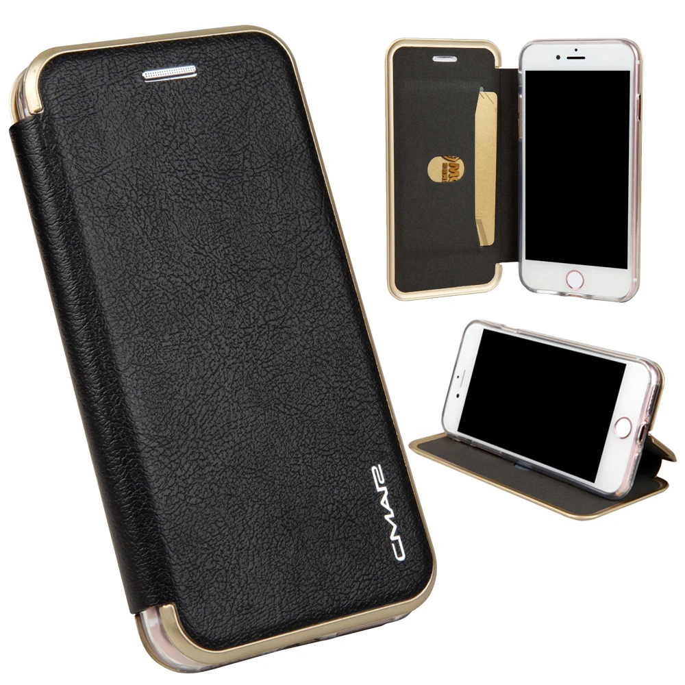 Роскошный кожаный флип-кошелек для Coque iPhone 7 чехол из прозрачного силикона