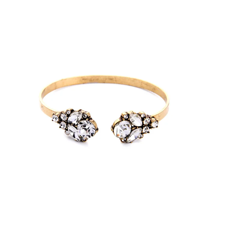 

Vintage Jewelry Luxury Bringht Glass Stone Adjust Size Bangles Bracelets Women