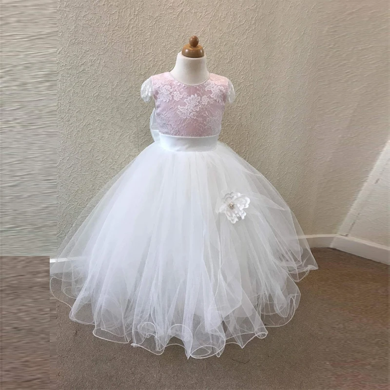 Hot Selling Flower Girl Dress for Weddings Pearls Collar with Bowknot ...