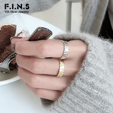 F.I.N.S 925 пробы серебряные кольца уникальное кольцо с неровной поверхностью 925 серебро для унисекс регулируемое кольцо минималистичное