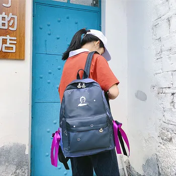 

Famous College Solid Color Shoulder Woven Rattan Women Unisex Backpack Travel Bag Back Gradient Color Student женские сумки#612