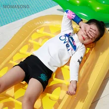 Детский Купальник летняя пляжная одежда с длинным рукавом Солнцезащитный крем для девочек Разделение купальный костюм со шляпой