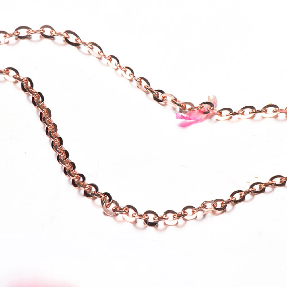 RINYIN цельное ожерелье из розового золота 18 К для девочек AU750 Милая цепочка Роло 1 мм Ширина 10-16 дюймов