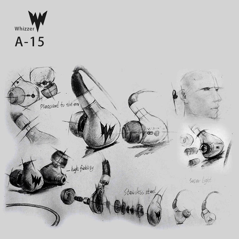 New Arrived Whizzer A15 All-metal in-ear Monitor Dynamic Earphones Hifi Bass Copper Earphone Equalization With MMCX Interface |
