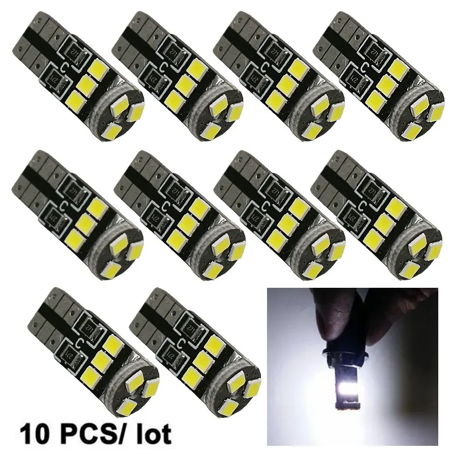 10PCS Car LED t10 Light Source 9 SMD 2835 LED CANBUS T10 W5W 147 Wedge Door Instrument Side Maker Lamp DC 12V White New t10 1 68w 24 3020 smd led white light car steering lamps dc 12v 2 pcs