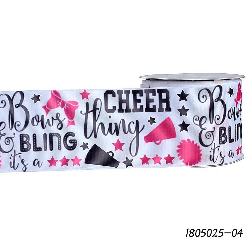 

(50 yards/lot) Flora Ribbons bling pink stars printed cheer ribbon for dancing cheerleading