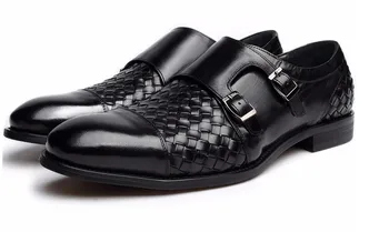 

mens dress shoes genuine leather double monk strap black men party shoes High Quality Breathable Lace-Up/Slip-On Crocodile shoe