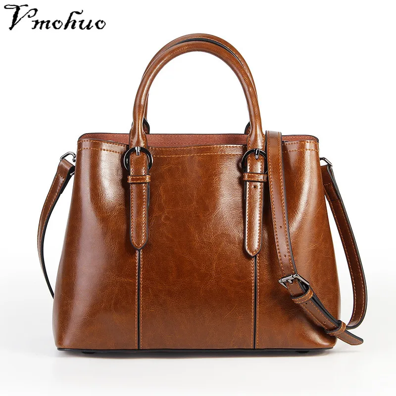 

VMOHUO 100% Genuine Leather Handbag Large Capacity Women Shoulder Bag Retro Tote Bags Lady's High Quality Hobos Messenger Bags