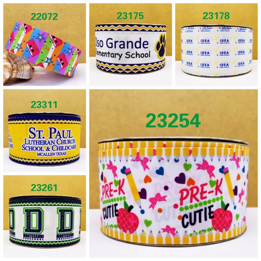 

Free shipping 50 yard per size back to school ribbon printed grosgrain ribbon 23311