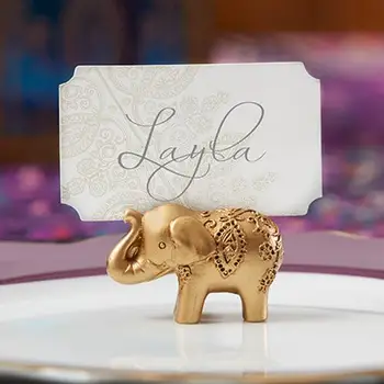 

50pcs Lucky Golden Elephant Place Card Holders Wedding Decoration Favors Name Card Holder for birthday party
