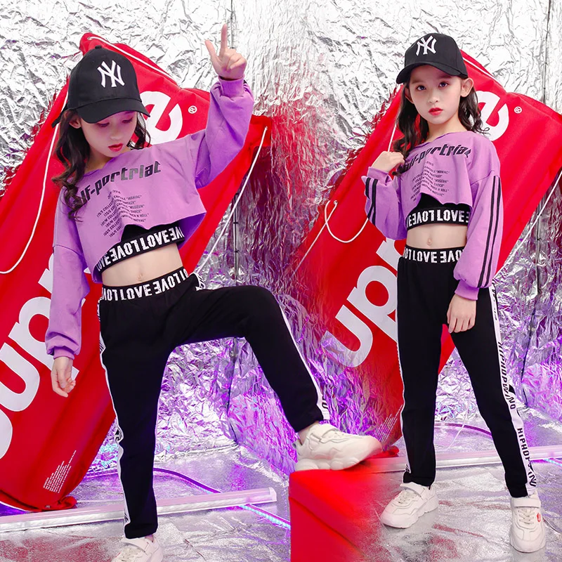 

Concert Hip Hop Clothing Sweatshirt Pants Girls Cheerleader Jazz Dance wear Costumes Kids Stage Ballroom Dancing Clothes Wear