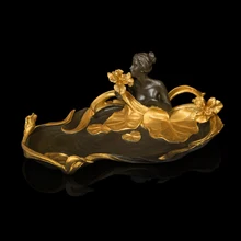 ATLIE BRONZES Classical Lady figurine Bronze antique salver statue tray sculpture Holiday Gifts