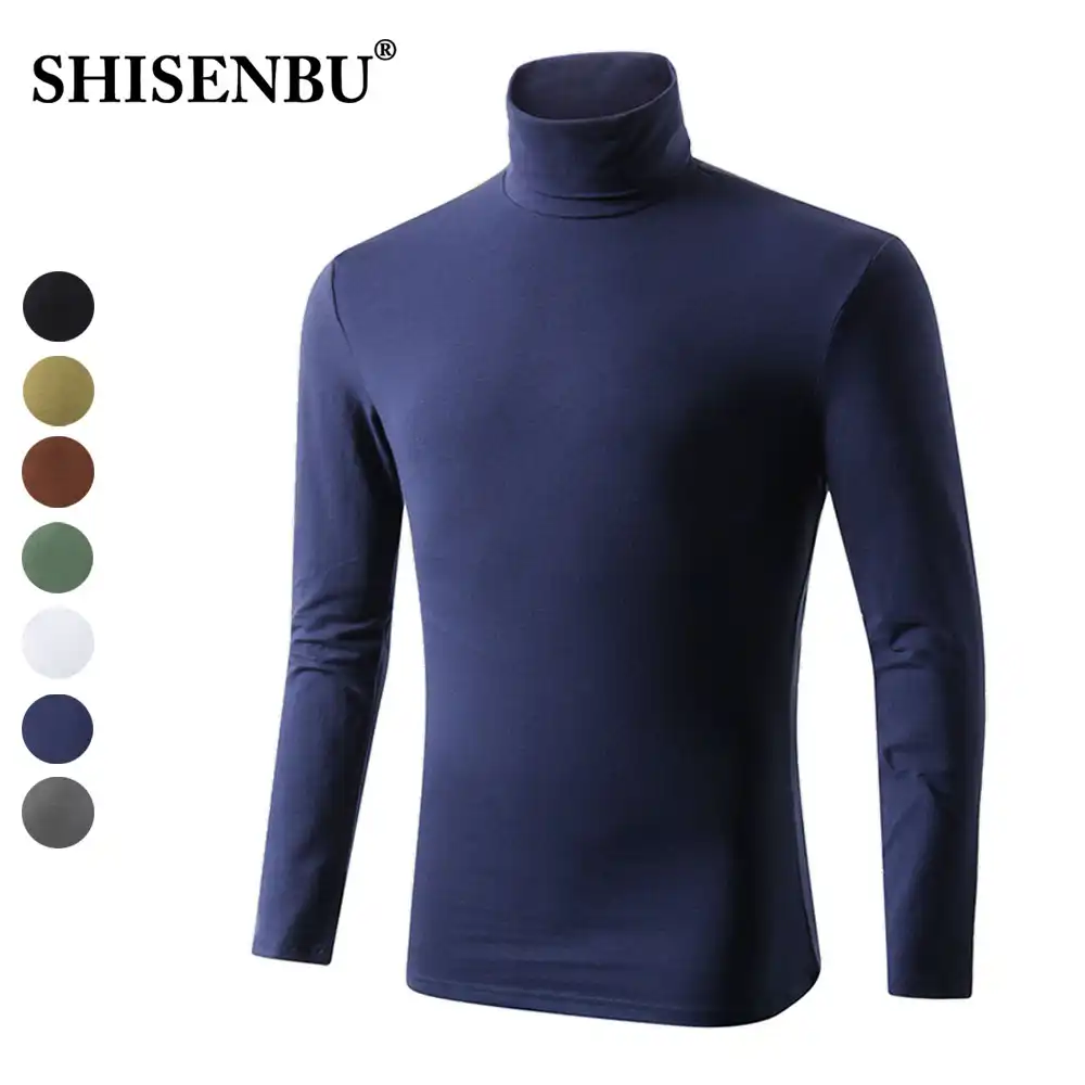 navy blue turtleneck shirt