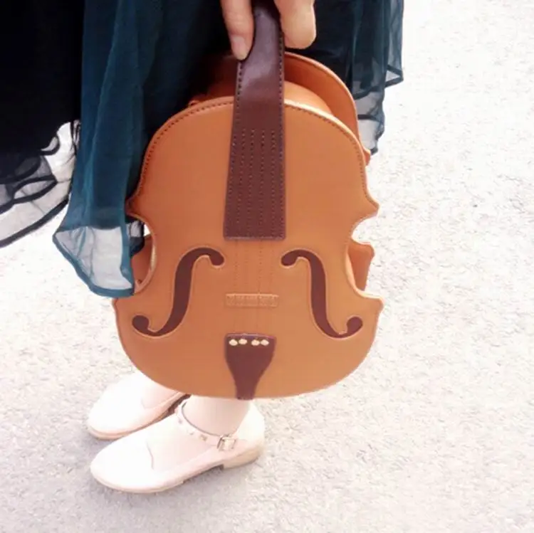 Уникальная кожаная сумка в форме скрипки, женская сумка через плечо в стиле Лолиты, винтажная сумка из искусственной кожи, повседневная женская сумка-мессенджер