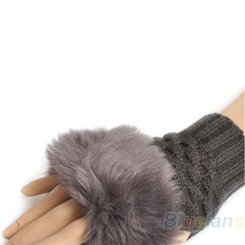 Женские теплые зимние перчатки с искусственным кроличьим мехом на запястье, теплые перчатки для рук