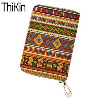

THIKIN Women's African Traditional Printing ID Card Holders Ladies Clutch Card Cases for Females Fashion Credit Passport Cover