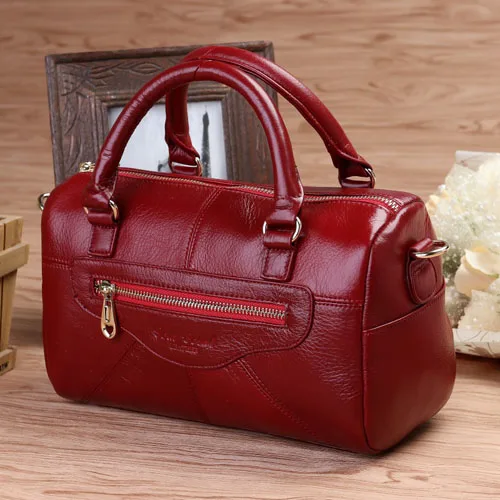 Norbinus натуральная кожа женская модная сумка из натуральной воловьей кожи сумка-мессенджер на плечо женская дизайнерская сумка-тоут с верхней ручкой Bolsa - Цвет: Red