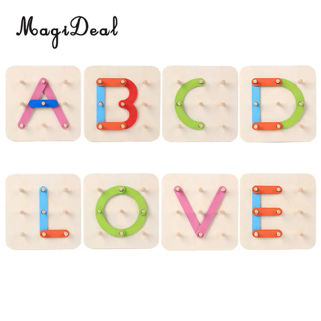 MagiDeal Column Letter Number Wooden Building Blocks Montessori Early Education Toys for Children Baby Toddler Preschool Kids