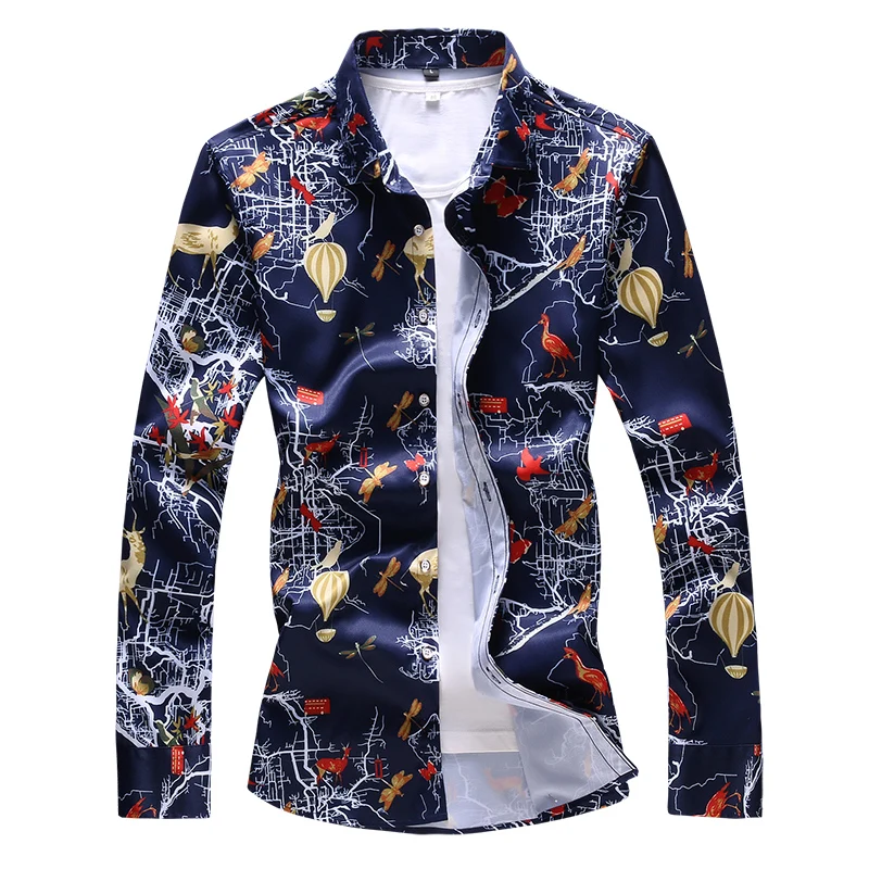 

Mens Clothing Shirt Men Slim Fit Mens Dress Shirts Male Clothing Brand SB6 Plus Size M-6XL 7XL Floral Print