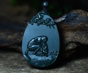 

Natural Xinjiang Hetian Jade Green First Class Fine Material Zodiac Monkey Pendant hp383#