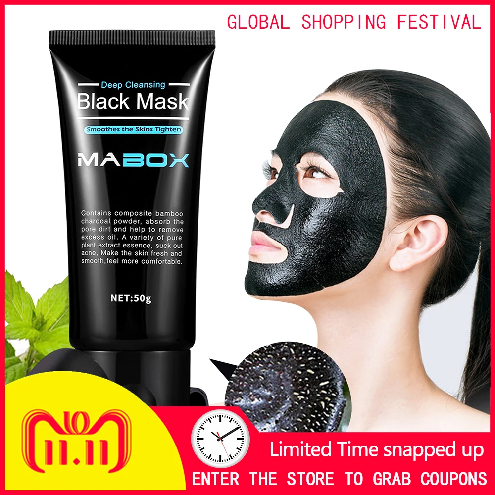 Mabox Black Mask Peel Off Bamboo Charcoal Purifying Blackhead Remover Mask Deep Cleansing for AcneScars Blemishes WrinklesFacial