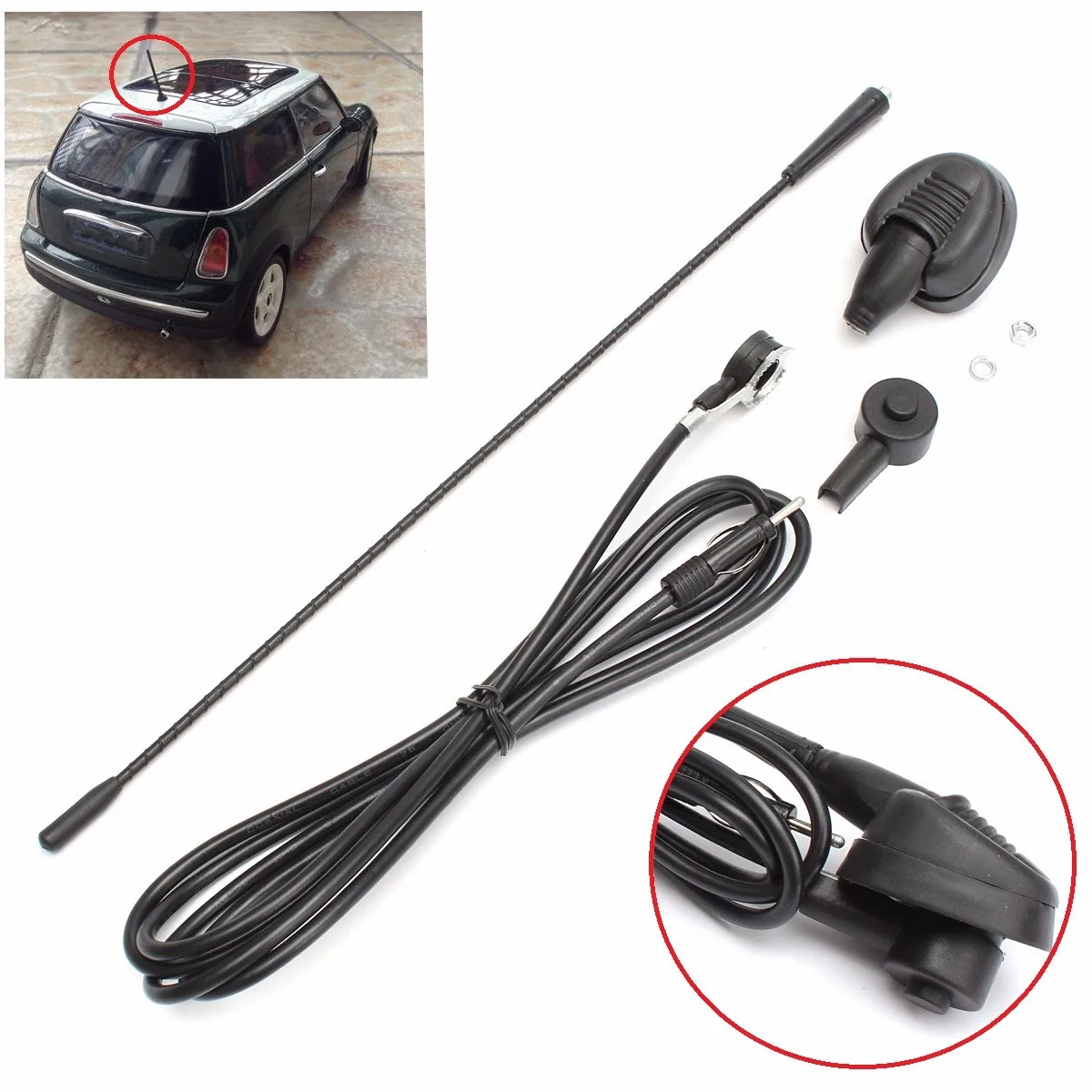 

Car Antenna Aerial Mast Base AM/FM Black Fit For Fiat Punto Seicento Bravo Brava Doblo Ducato