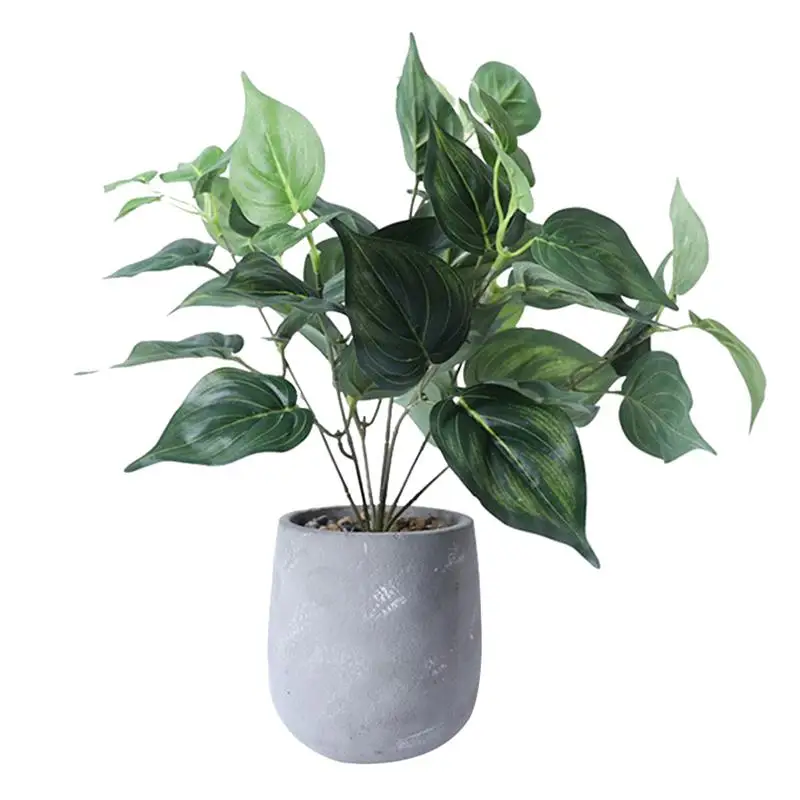 

1pc Artificial Plants Silk Tropical Decorative Scindapsus Aureus Potted Artificial Plant Fake Plant For Office Party Home Decor