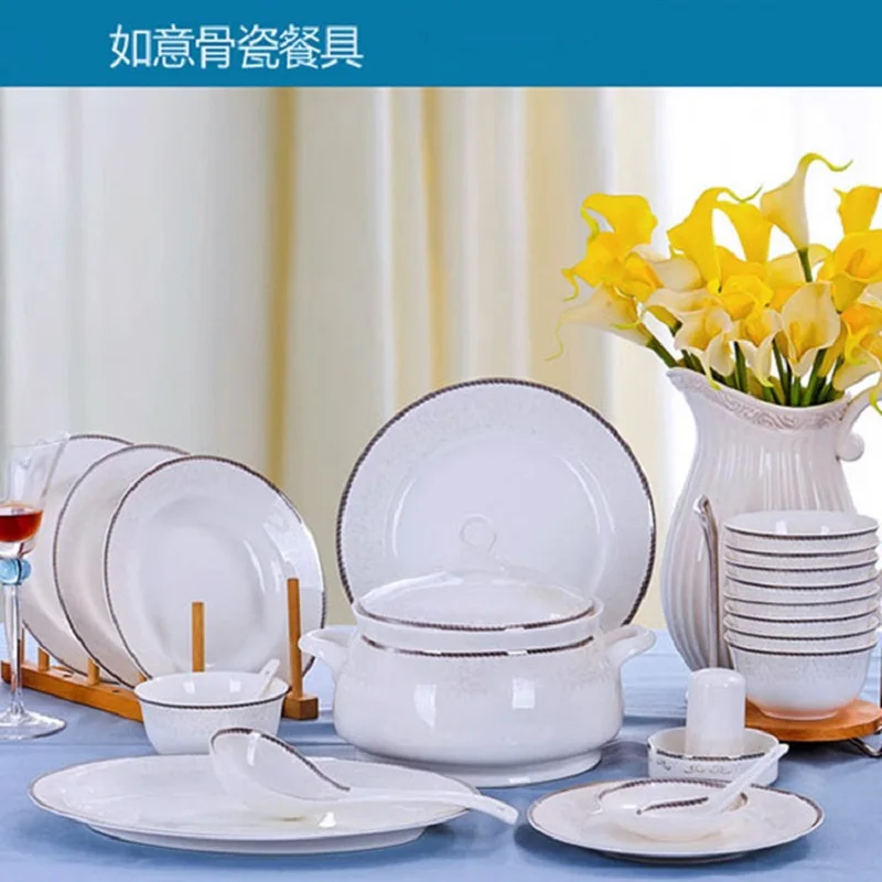 

Jingdezhen ceramic tableware 56 pieces bone china tableware set Bowl Dish Set